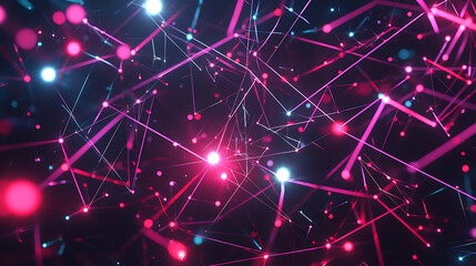 Obraz premium Neon Network Connections in Cyberspace