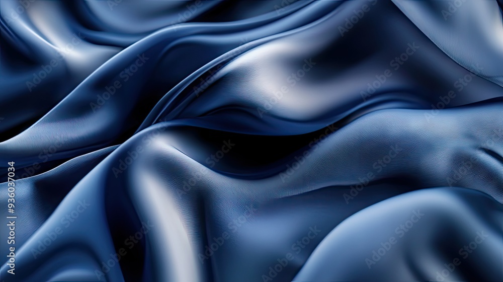Poster luxurious soft cloth in motion, forming elegant waves and creating a flowing background.