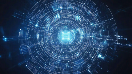 Obraz premium Futuristic Digital Interface with Glowing Data Circuits