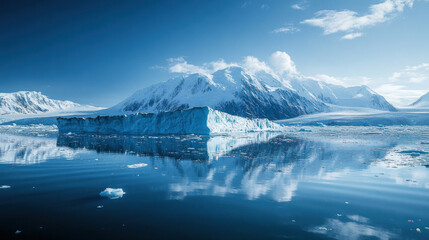 Fototapeta premium Glaciers retreating in the Arctic, showing the impact of rising temperatures
