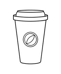 Coffee cup with heart clipart mug. Icon, Line Design.