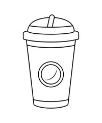 Coffee cup with heart clipart mug. Icon, Line Design.