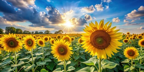 Fototapeta premium Field of vibrant sunflowers blooming under the sun