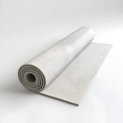 Fototapeta premium Rolled Up Yoga Mat on White Background Representing Wellness and Exercise