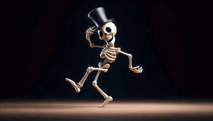 Skeleton Dancing With Top Hat