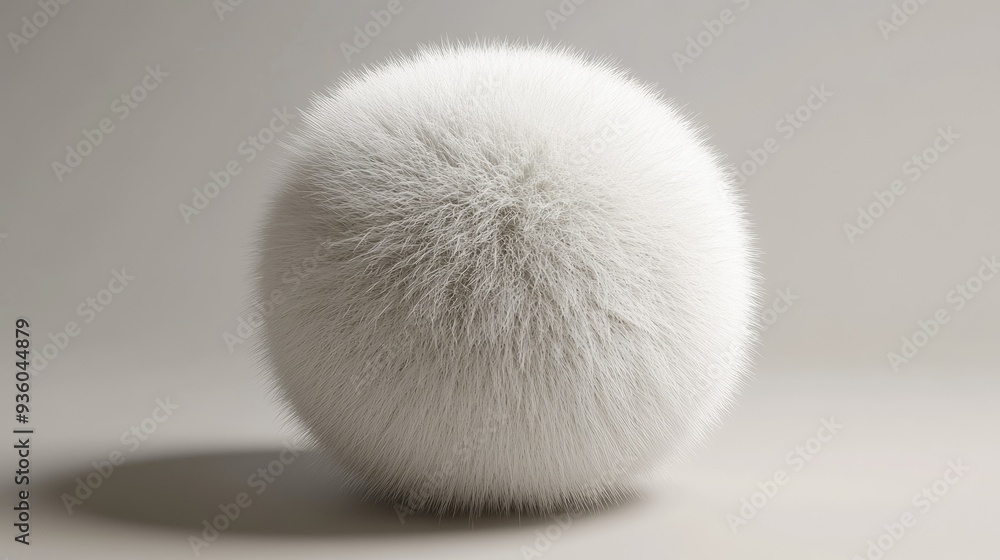 Poster realistic 3d rendering of a fluffy ball with a detailed, soft texture.