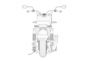 Black motorcycle on a white background. Unique design.