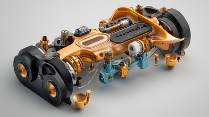 Racing car chassis made of composite material showcasing weight reduction and strength