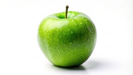 Close-up of a fresh green apple isolated on a white background