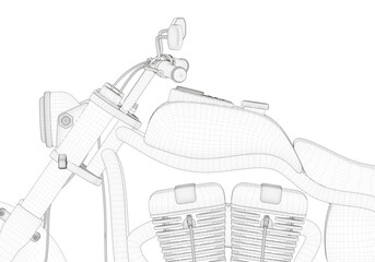 Black motorcycle on a white background. Unique design.