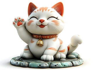 Fototapeta premium Cute Cat Toy Figurine - Adorable White Animal Shape Ideal for Pet Lovers and Collectors, Perfect for Home Decor or Children's Playtime