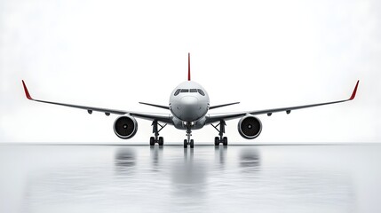 Large Airplane on Runway - Impressive Aircraft Preparing for Takeoff with Blue Sky Background in Modern Airport Setting