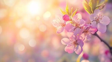 Delicate Pink Blossoms in Soft Sunlight