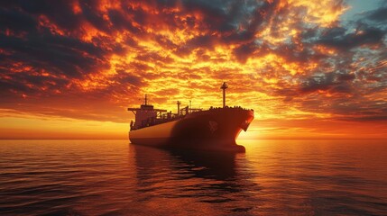 Naklejka premium transportation of lpg gas tanker ship against beautiful sky