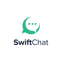 swift chat simple sleek geometric creative modern logo design