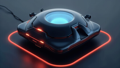 High-tech gadget with sleek design and futuristic features