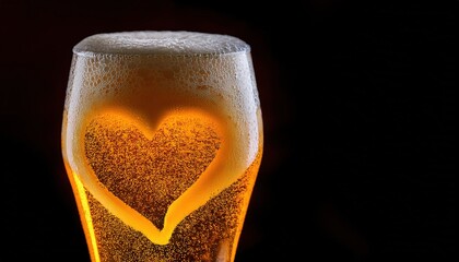 Love Heart Shape in Beer Glass
