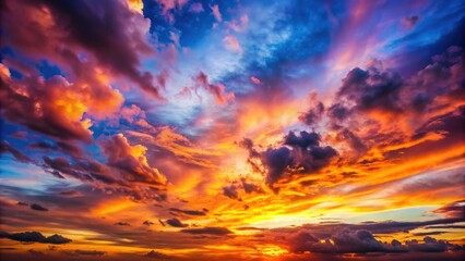 Fototapeta premium Dramatic sunset with colorful twilight sky and fluffy clouds