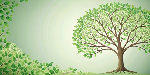 Obraz premium Flat card or background design for Earth Day featuring a tree with branches and leaves