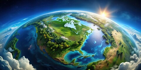 Fototapeta premium A beautiful aerial view of planet Earth, showcasing its diverse ecosystems and natural beauty