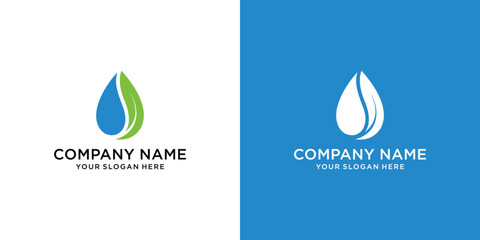 Water Drop Leaf Logo Vector Design