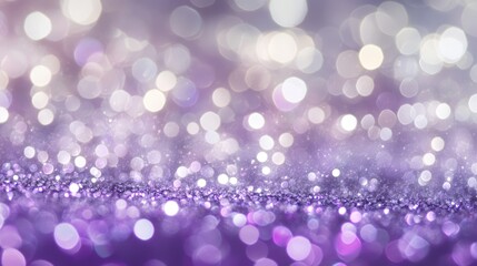 Blurry silver and lavender glitter background with a soft shine, leaving room for elegant text in the center. Great for classy and celebratory designs.