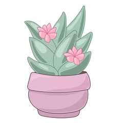 Doodle Flower and Pot Cartoon Icon. Abstract Bright Domestic Floral Plant in Vase Decorative Element Symbol Silhouette.