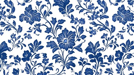 Obraz premium Floral, Flowers, Waves, Shapes, Clouds, Blue and White, Abstract Image, Texture, Pattern Background, Wallpaper, Smartphone Cover and Screen, Cell Phone, Computer, Laptop, 9:16 and 16:9 Format