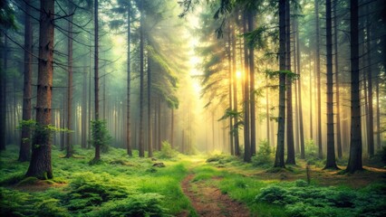 Fototapeta premium Moody vintage forest background with a natural and serene atmosphere
