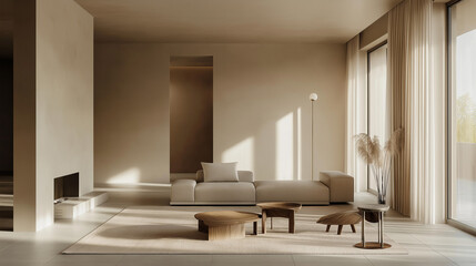 Muted earth tones with minimalist design