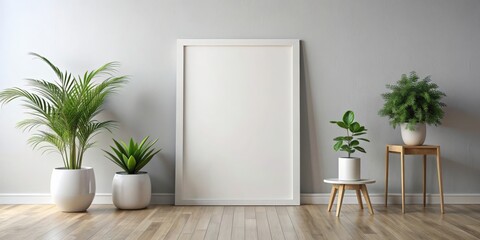 Mockup poster frame in a minimalist modern interior background render