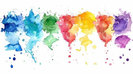 Bright watercolor splashes in playful colors, perfect for children's designs