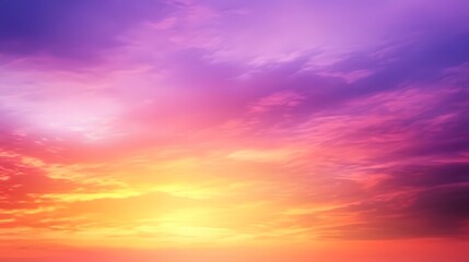 Obraz premium Vibrant Sunset Sky Wallpaper, Purple Golden Hues, Enchanting Design Backdrop, Copy Space for Text Images
