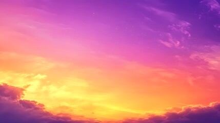 Obraz premium Vibrant Sunset Sky Wallpaper, Purple Golden Hues, Enchanting Design Backdrop, Copy Space for Text Images