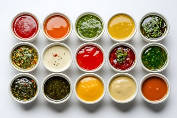 Assortment of Colorful Sauces