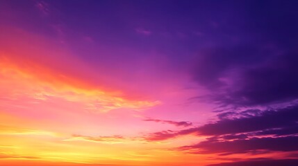 Obraz premium Vibrant Sunset Sky Wallpaper, Purple Golden Hues, Enchanting Design Backdrop, Copy Space for Text Images