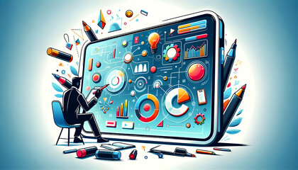 Focused Frame: Magnifying Glass & Document Border for Review Concept with Copy Space - Management Importance of Detailed Review Highlighted in Designed Frame | Photo Stock