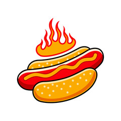 Hot dog logo vector illustration template in white background with shadow