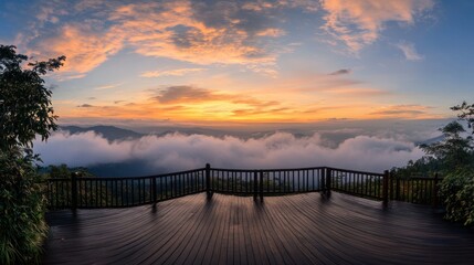 Obraz premium Sunrise Over Mountains with Fog