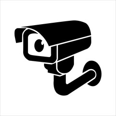 Surveillance camera icon. Surveillance camera symbol. Black Surveillance camera icon isolated on white background. Vector illustration.