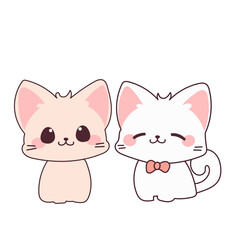 Doodle Kawaii Cute Cat Character Icon. Funny Lovely Adorable Kitty Pet Animal Symbol Decorative hand drawn Element. 