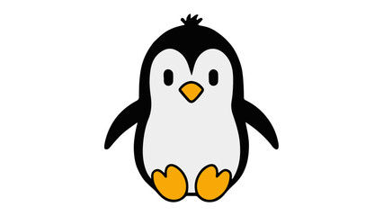 cute sitting penguin illustration vector