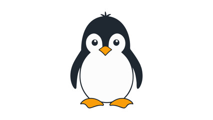 little cute penguin cartoon simple illustration vector
