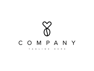 Modern Coffee and Heart Logo Design