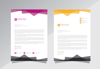 Abstract Shape letterhead template with purple, black and yellow colours, Modern Business Letterhead Design Template design, vector eps 10.