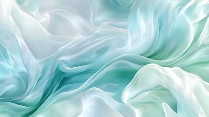 Obraz premium A digital background of soft colors, with white, light green, and blue waves flowing smoothly across the canvas.