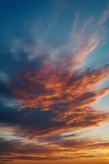 Fototapeta premium blue and red sky at sunset abstract, red cloud at sunset sky, sky with clouds at sunset