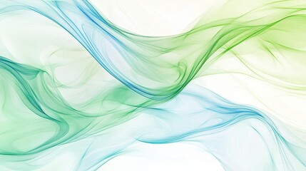 Obraz premium Flowing waves of soft colors, featuring white, light green, and blue, create a calming digital background.