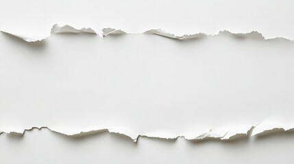Jagged torn edge of white paper, providing ample space for text or artwork in a clean, simple design.