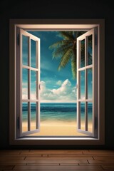 Minimalist Interior with Ocean View Through Large Window
